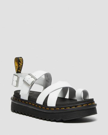 White Women's Dr Martens Avry Hydro Leather Gladiator Sandals | CA 290OKI